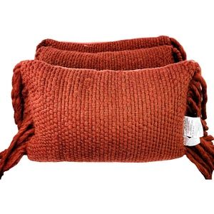 Decorative Rust Fringe Lumbar Pillow